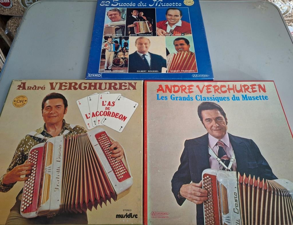 Lot 3 x LP's Vinyl Box - André Verchuren + Success Musette, Europees, Gebruikt, Ophalen of Verzenden, Complilatie
