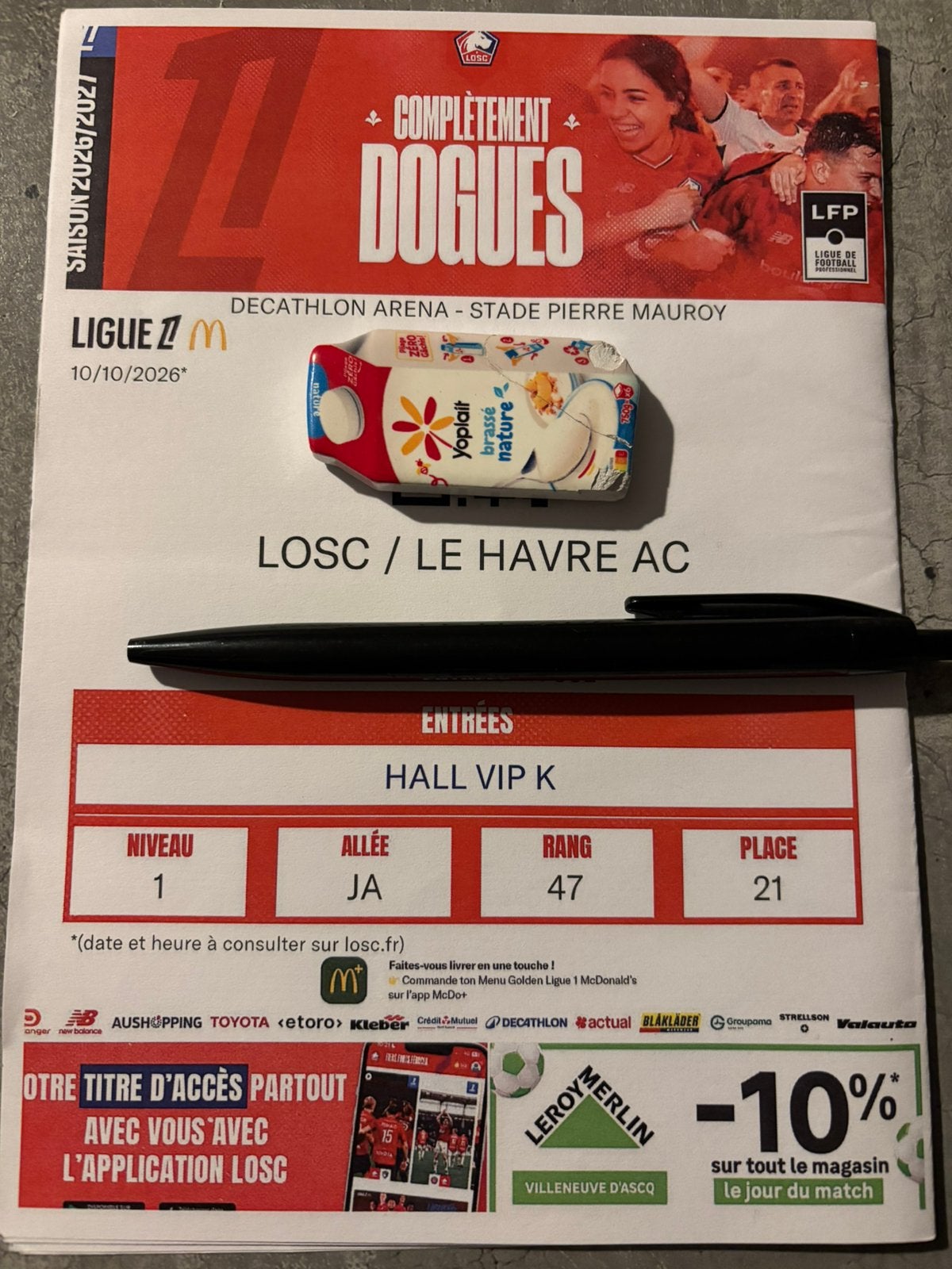 Deux places de Football en VIP pour le LOSC, Tickets & Billets, Octobre