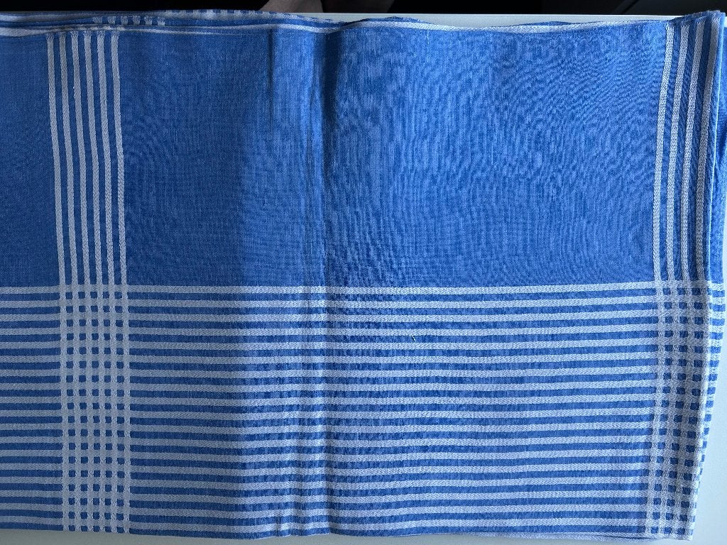 Vintage tafelkleed + servietten, Huis en Inrichting, Ophalen, Geweven, Blauw, Zo goed als nieuw