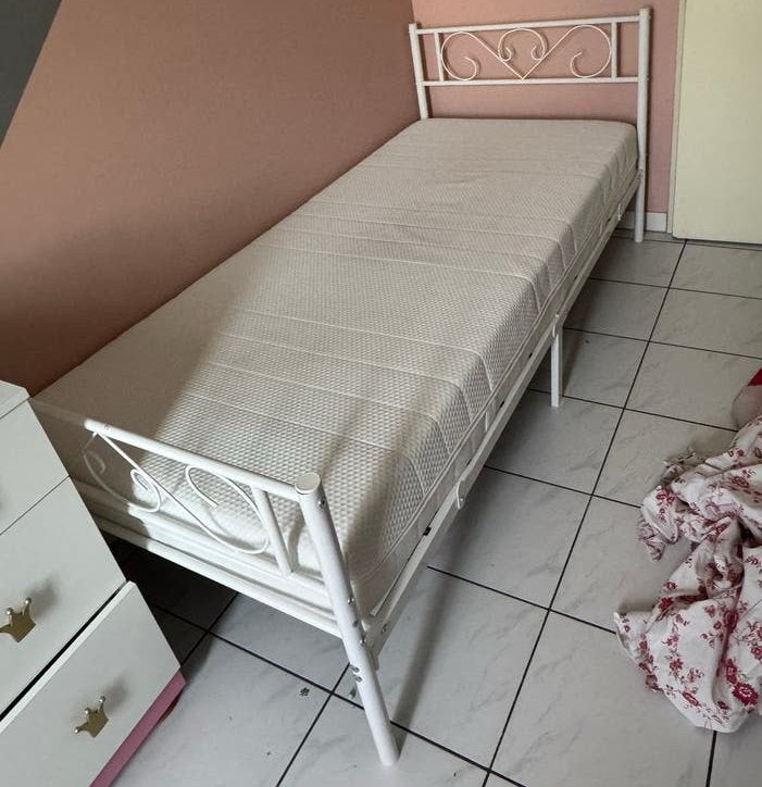 Ensemble lit simple complet (90-200), Maison & Meubles, Chambre à coucher | Lits, 90 cm, Enlèvement, 200 cm, Blanc