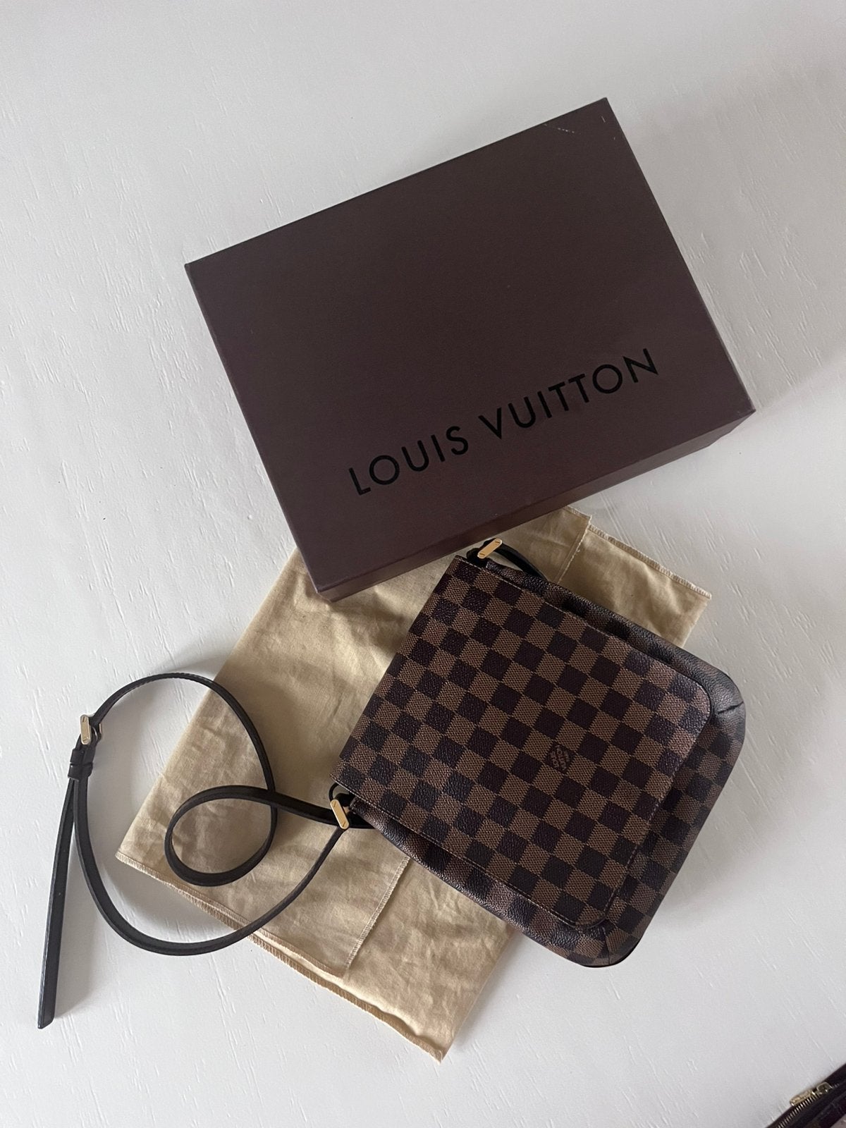 Louis Vuitton Musette Damier Ebene PM Crossbody Bag, Overige merken, Bruin, Ophalen of Verzenden, Zo goed als nieuw