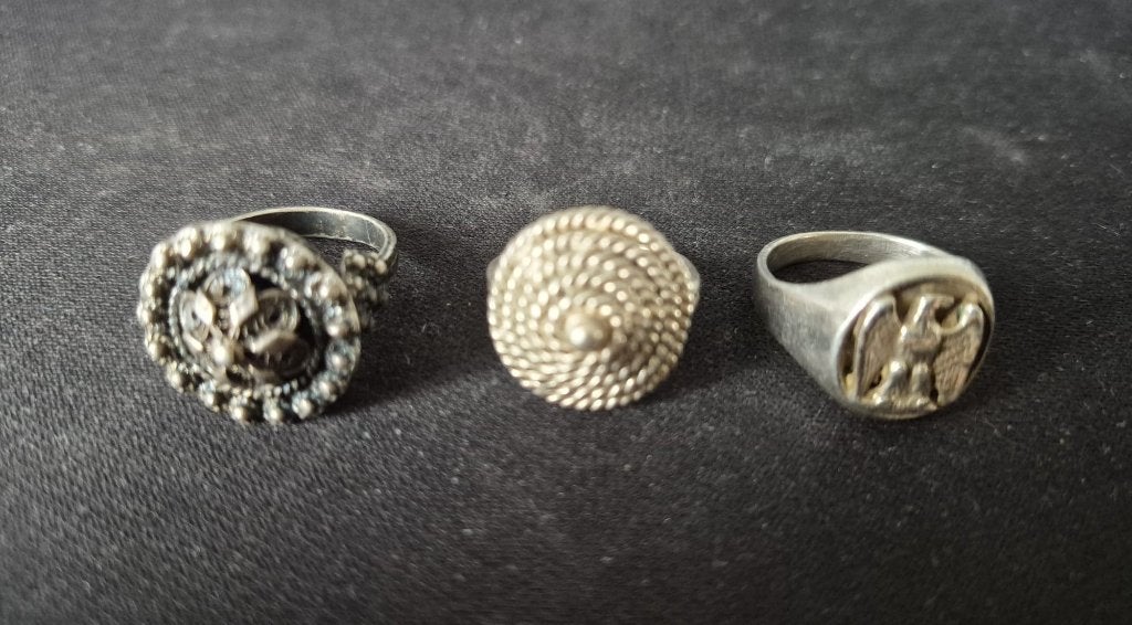 Lot van 3 antieke ringen, vermoedelijk zilver, Ophalen, Zilver