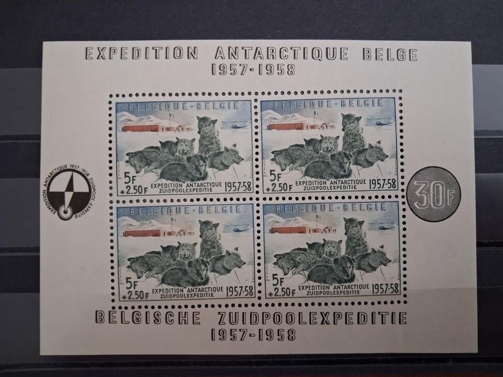 België: BL31** Zuidpoolexpeditie met variëteit 1957-1958, Postzegels en Munten, Postzegels | Europa | België, Verzenden, Orginele gom