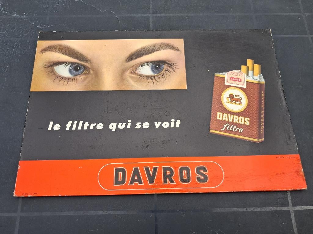 cigarettes davros ANNÉE 1956, Enlèvement ou Envoi, Utilisé, Panneau publicitaire