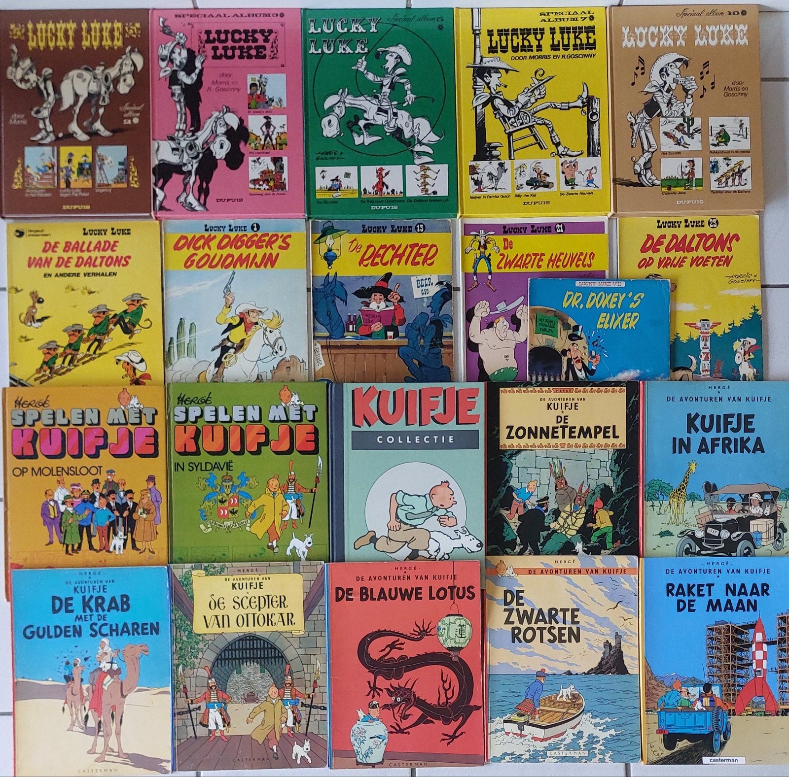 Strips Kuifje Lucky Luke, Boeken, Stripverhalen, Ophalen of Verzenden