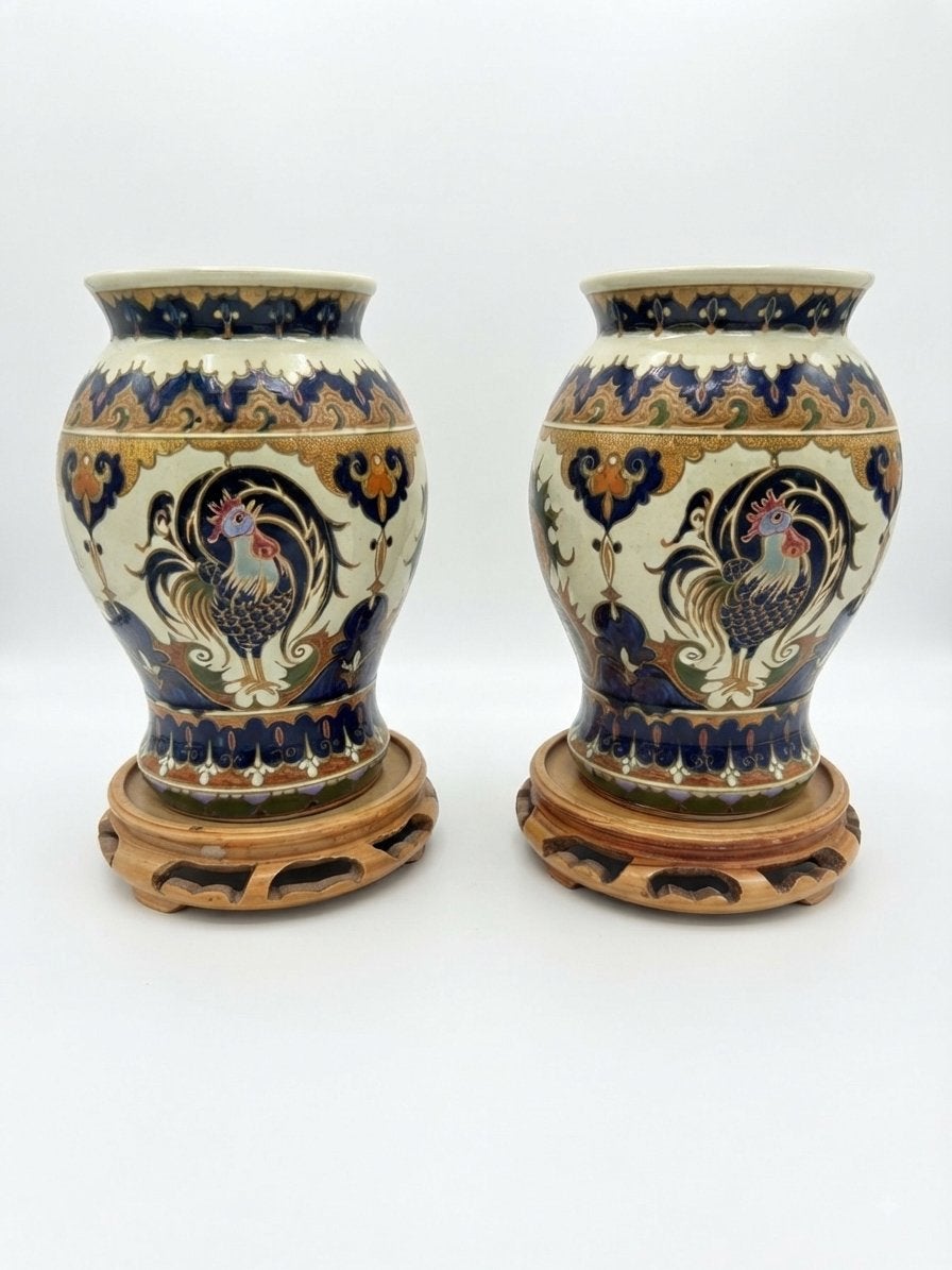Rare paire de Vases Art Nouveau - Rozenburg Den Haag (1891), Enlèvement ou Envoi