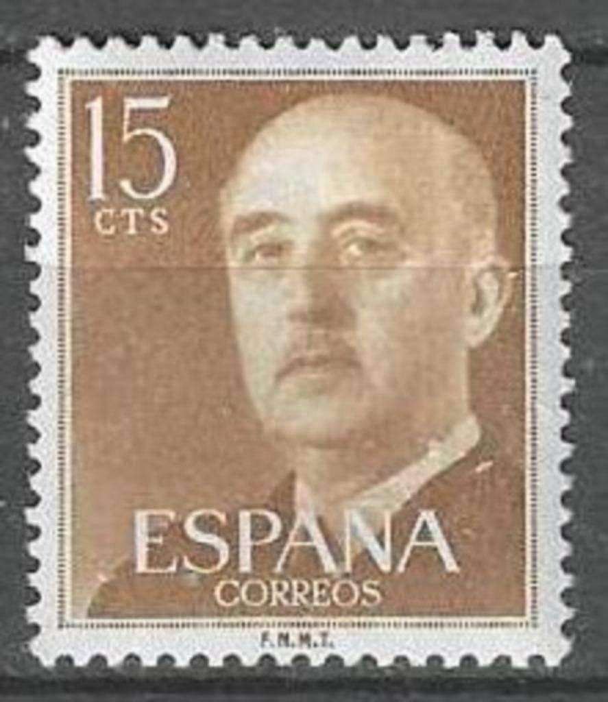 Spanje 1955-1958 - Yvert 855A - Generaal Franco - 15 c. (PF), Postzegels en Munten, Postzegels | Europa | Spanje, Verzenden, Postfris