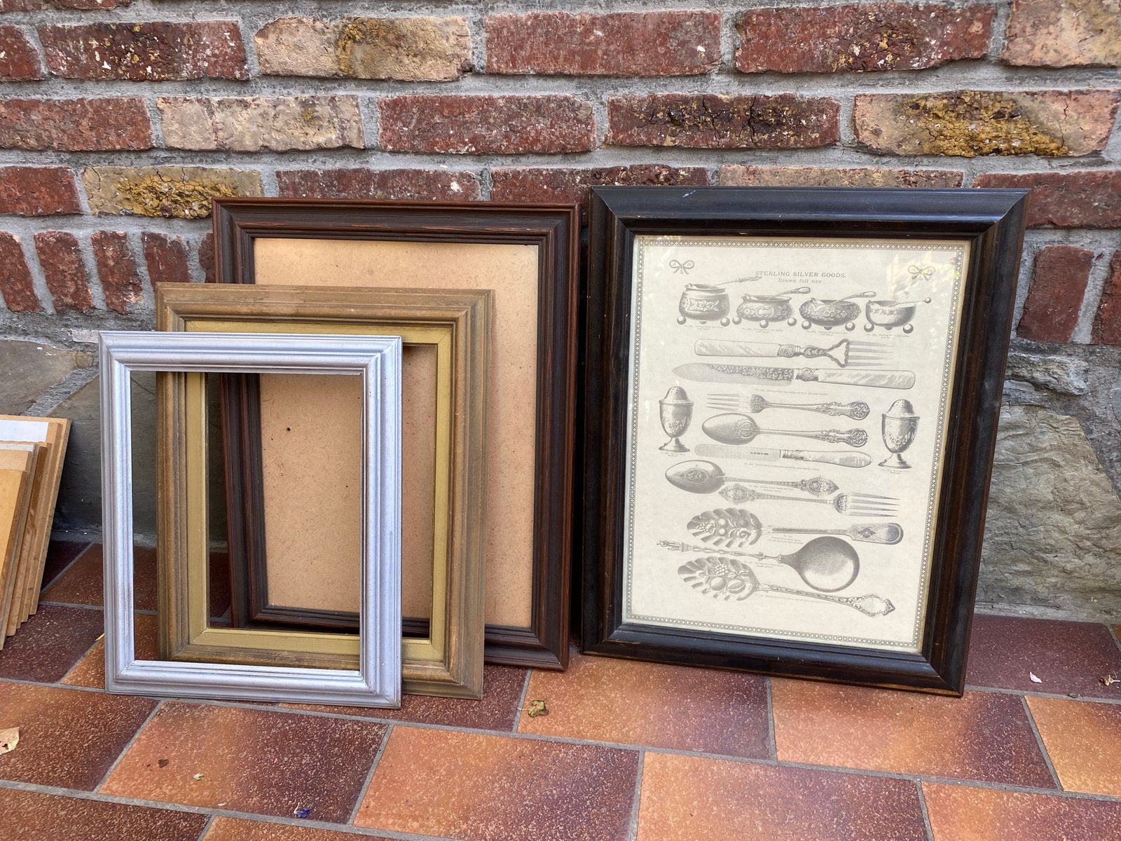 4 houten kaders: 1  plexiglas, 1 met glas en 2 zonder glas, Ophalen, Gebruikt, Glas, Met glas