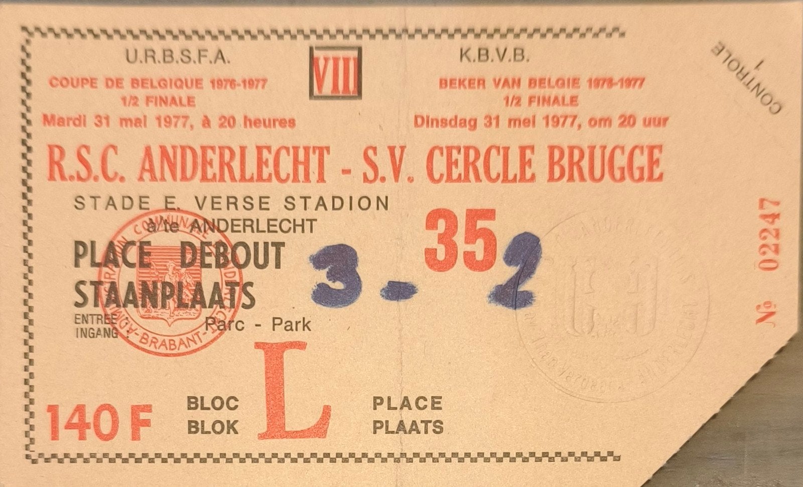 ticket RSC Anderlecht vs Cercle Bruges, Enlèvement ou Envoi