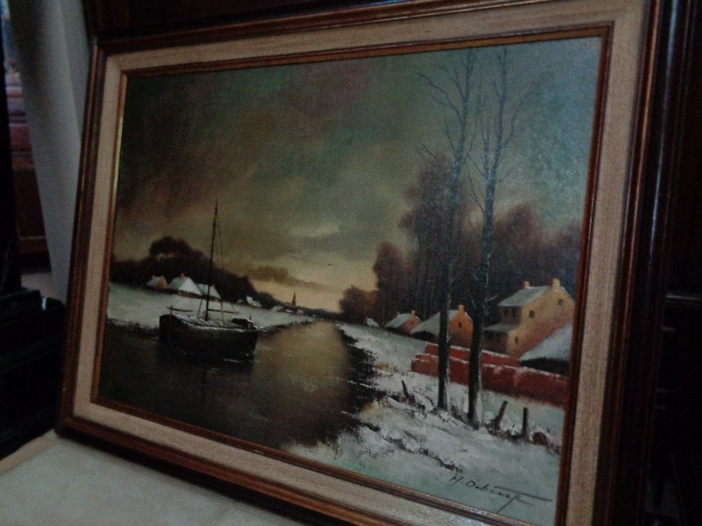 H.Debeuf -Belle grande peinture  -Mentionné au PIRON, BAS..., Antiquités & Art, Enlèvement ou Envoi, Cadre spécial, Toile