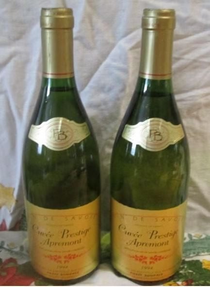 2 vins - Vin de Savoie - Cuvée Prestige Apremont - 1994, Collections, Vins, Enlèvement ou Envoi, Pleine, Comme neuf, Vin blanc