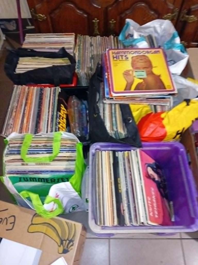 lot van ongeveer 365 lp's, Cd's en Dvd's, Originele persing, Ophalen, Gebruikt, Overige soorten