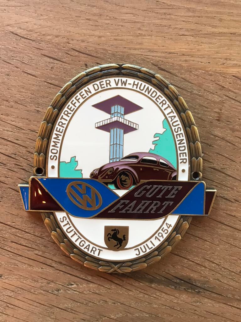 Plaque émaillée VW Beetle avec logo, Enlèvement ou Envoi, Comme neuf, Panneau publicitaire