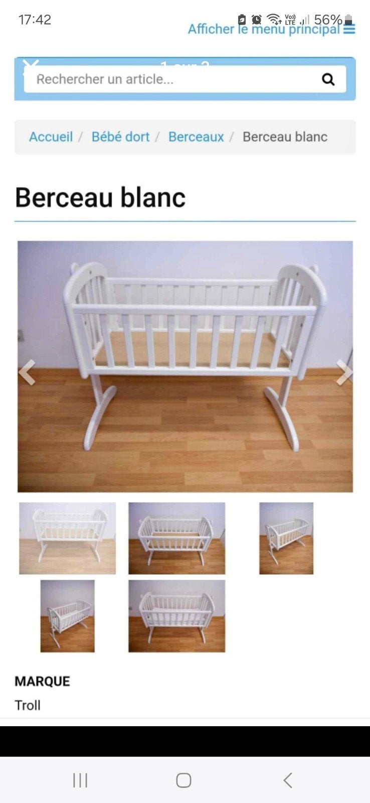 Berceau blanc, Kinderen en Baby's, Babywiegjes en Ledikanten, Wieg, Ophalen