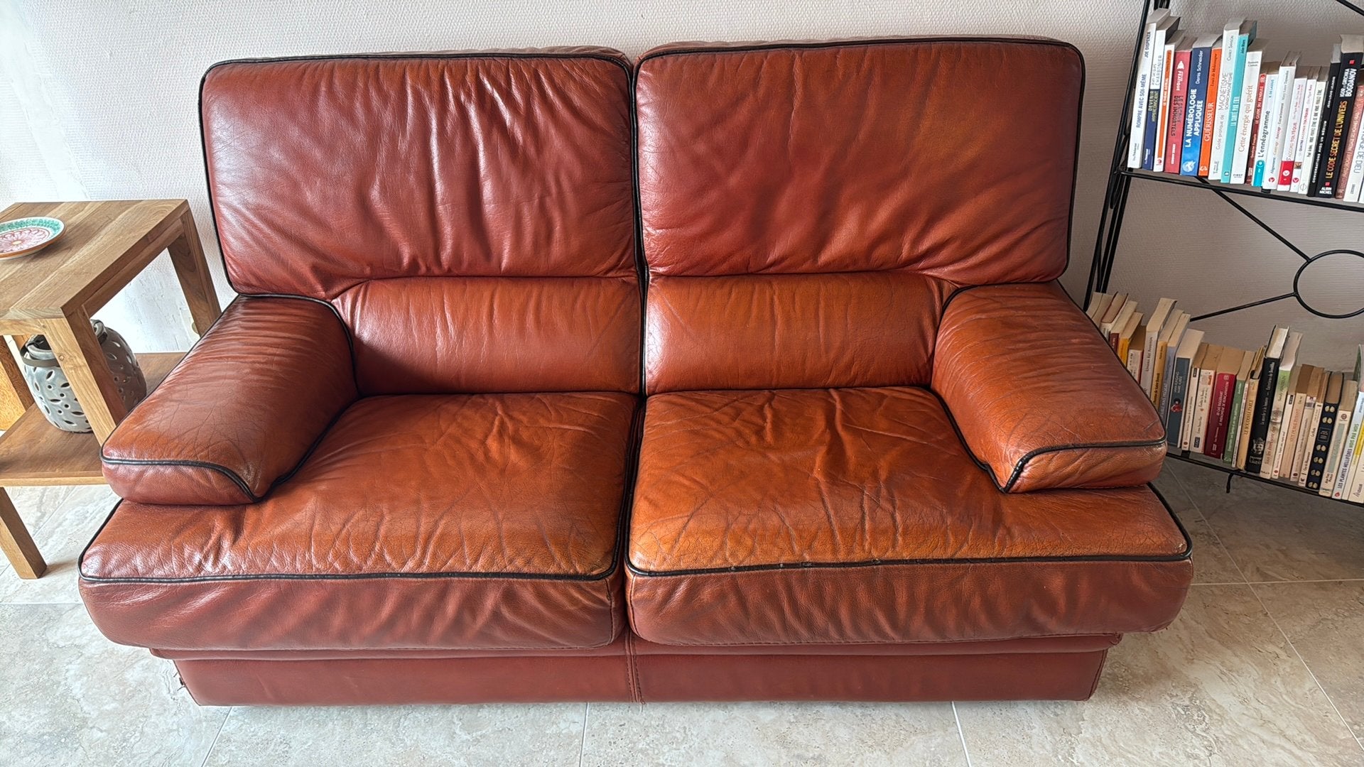 Canapé cuir, Enlèvement, Utilisé, Cuir