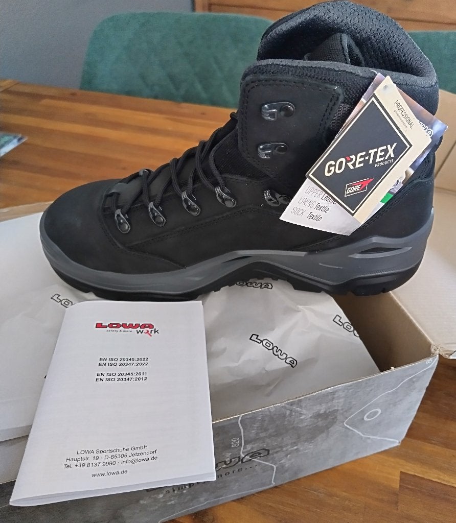 Nieuw Lowa renegade work 2 gtx mid maat 45 hoog nieuw, Enlèvement, Neuf, Noir