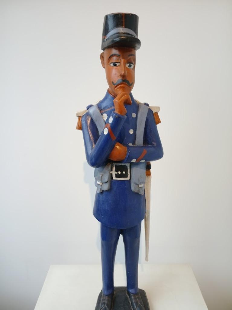 Statue de soldat en bois Côte d'Ivoire 70 cm, Enlèvement ou Envoi