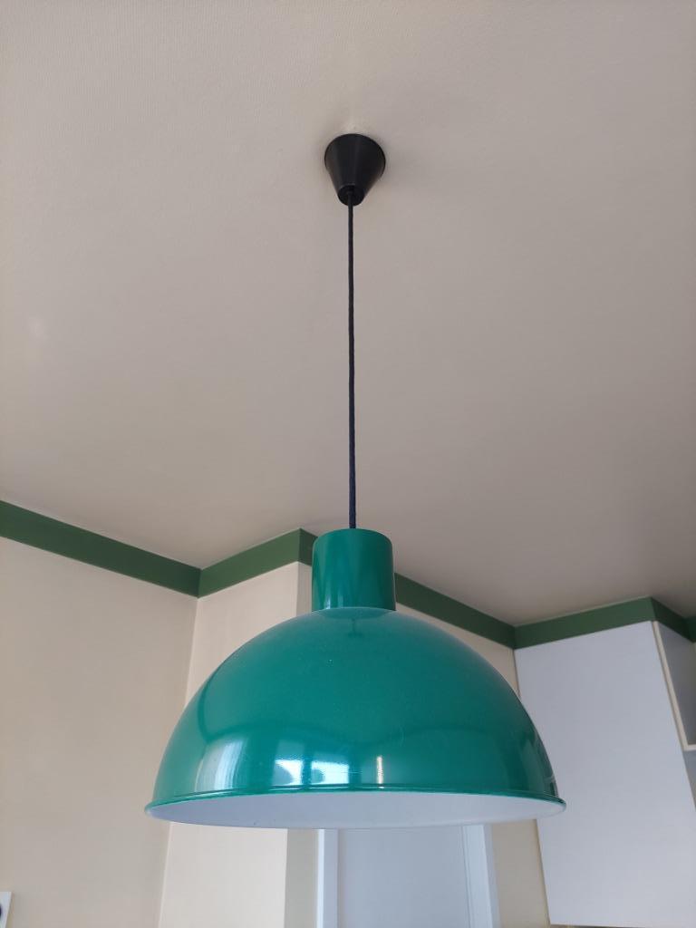 Bunker midi groene vintage design lamp J. Hammerborg Denmark, Ophalen, Retro, vintage, minimalistisch, Zo goed als nieuw, Metaal