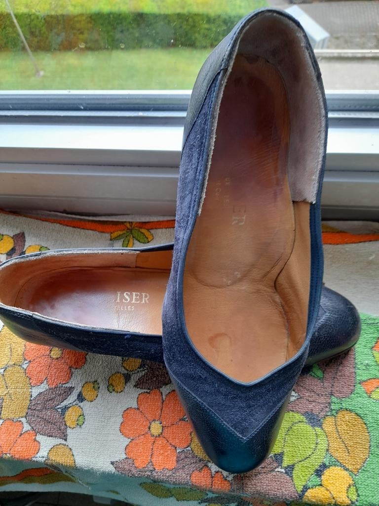 Escarpin marque preiser38/39 cuir noir talon5cm, Ophalen, Zo goed als nieuw