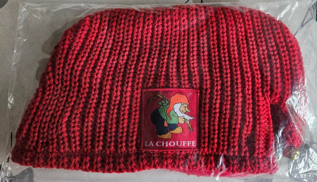 Bonnet lutin tricoté La Chouffe NEUF avec logo marron, Collections, Marques de bière, Enlèvement ou Envoi