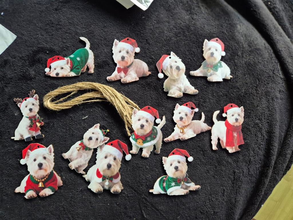 Houten kerst ornamenten west highland terriër, Ophalen of Verzenden