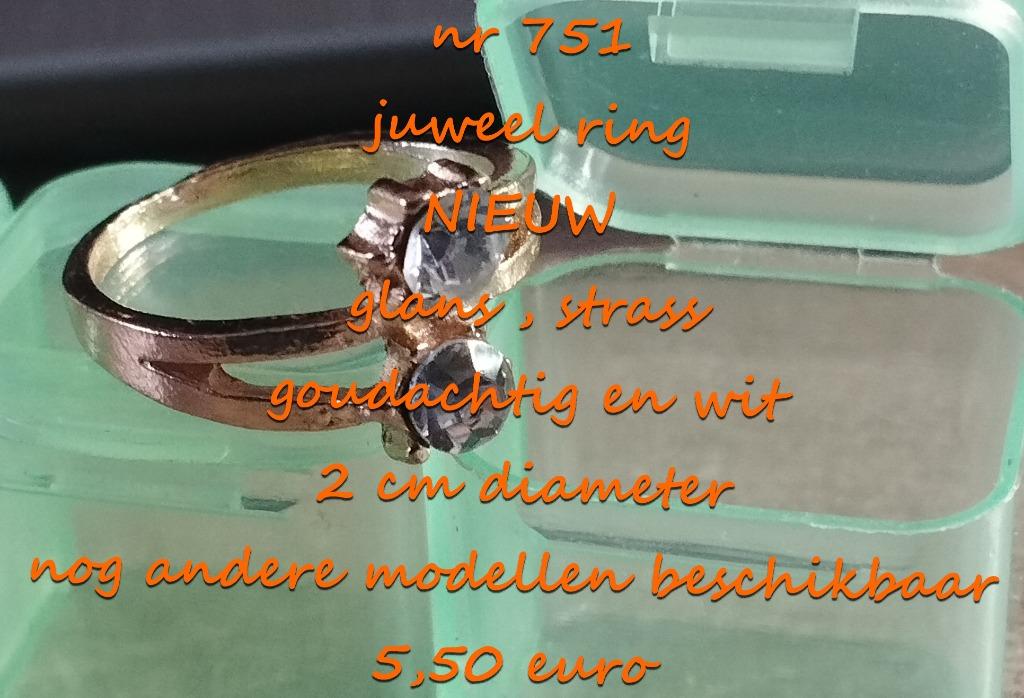 751 Juweel : ring , NIEUW , verzending inbegrepen, Overige materialen, Verzenden, Wit, 17 tot 18