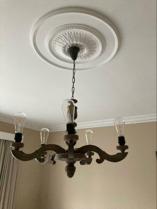 Lustre vintage ´50 remis au goût du jour, Maison & Meubles, Utilisé, Bois