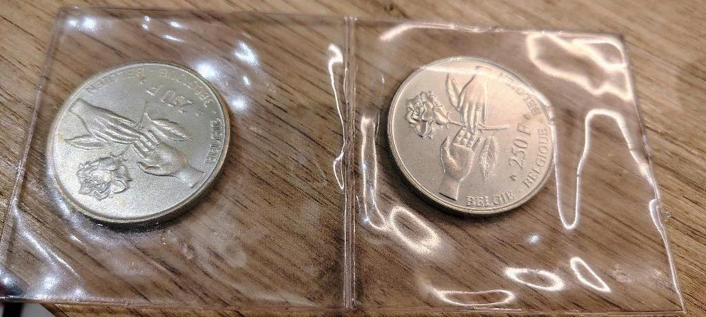 2 X 250 francs Albert II Mariage de Philippe et Mathilde, Ophalen of Verzenden, Zilver