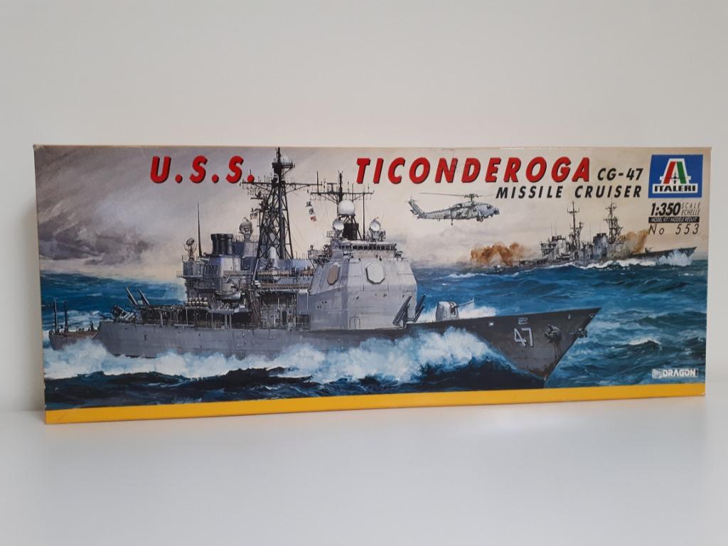 U.S.S. Ticonderoga CG-47 Schip Merk: ITALERI nr. 553, Hobby en Vrije tijd, Modelbouw | Boten en Schepen, Ophalen of Verzenden
