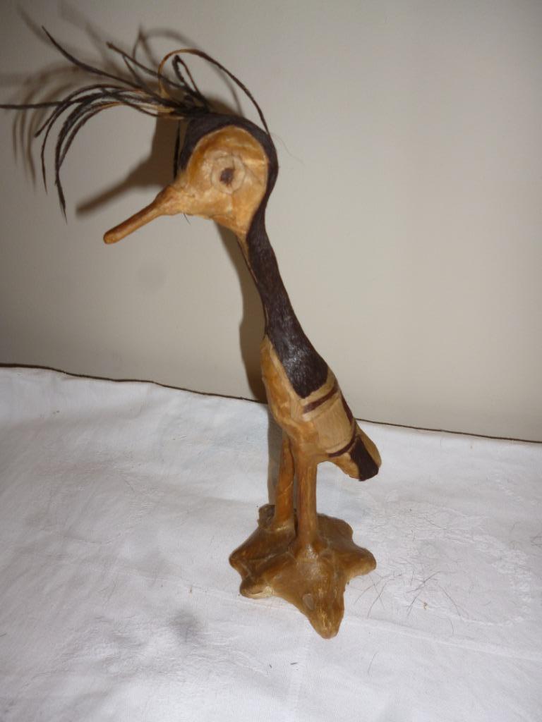 Statue d'oiseau africain peau de vachette et d'animal art X3, Enlèvement