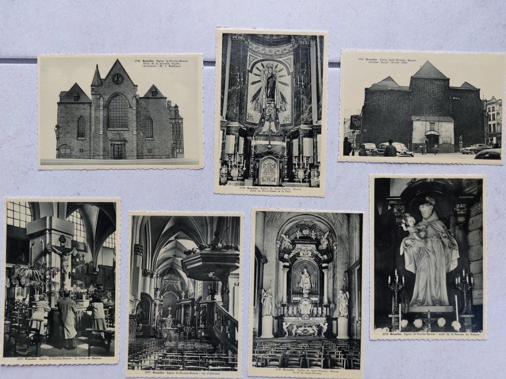 mapje met 7 postkaarten : Eglise de St.Nicolas (Brussel), Envoi