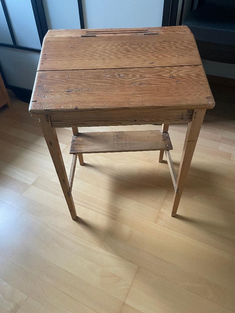 pupitre d'écolier en bois (plateau rabattable), Enlèvement, Utilisé