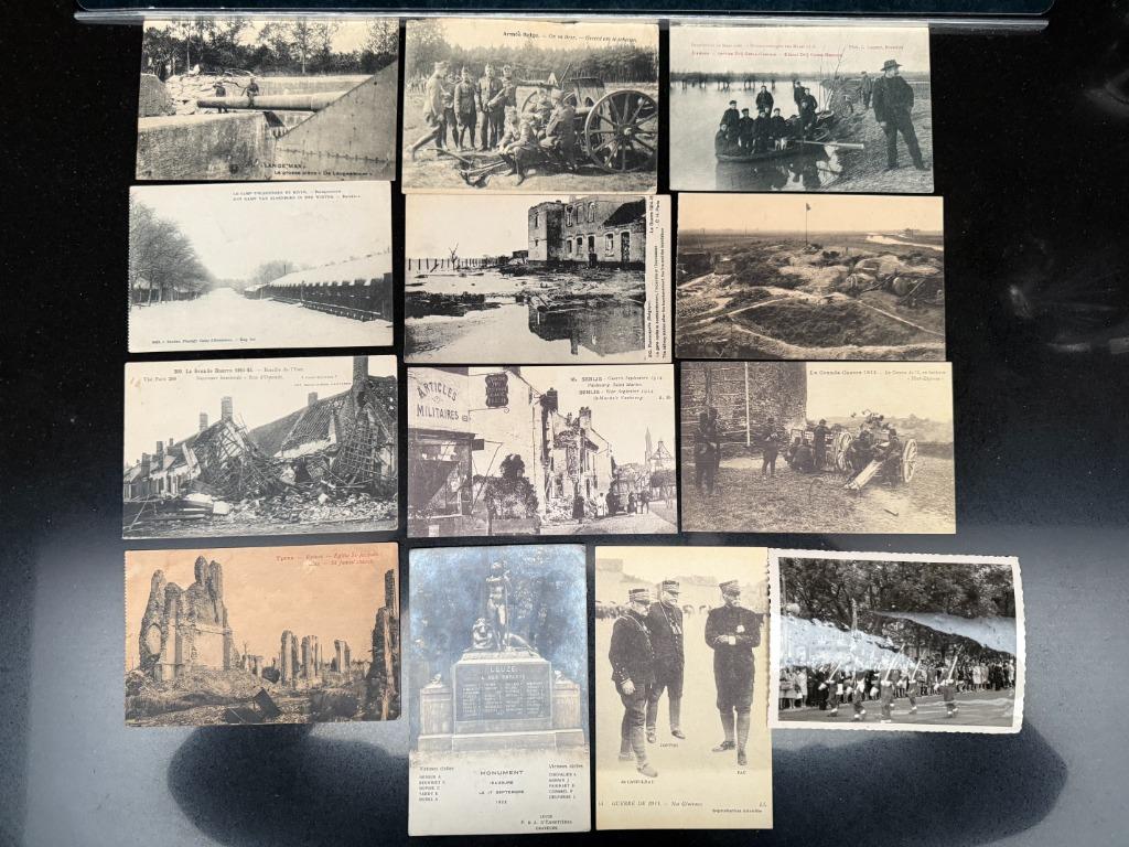 13 postkaarten WOI en WOII + boekje 100 jarige oorlog, Ophalen of Verzenden, Voor 1920