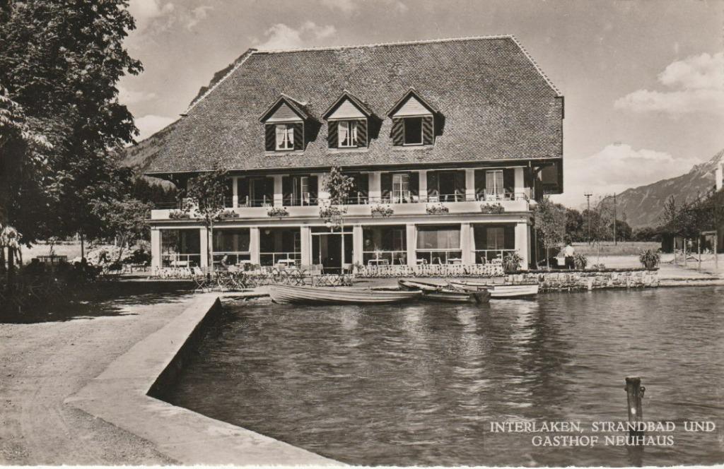 INTERLAKEN, STRANDBAD UND GASTOF NEUHAUS CPA, Verzamelen, Ophalen of Verzenden, Ongelopen, Overig Europa
