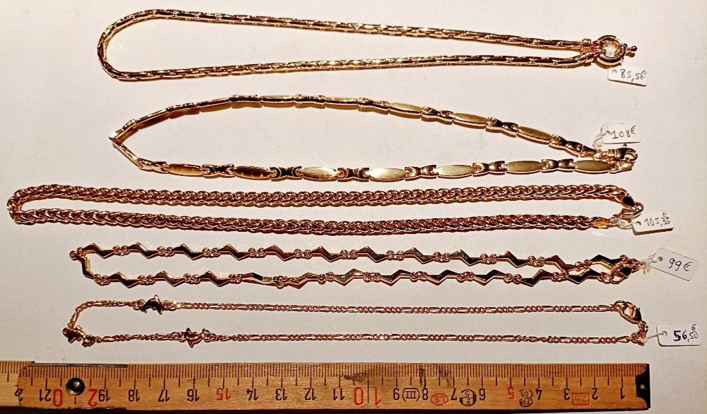 Colliers plaqué or (+ pierres) ras de cou, 38 à 44 cm, NEUFS, Enlèvement ou Envoi, Neuf, Or, Autres matériaux