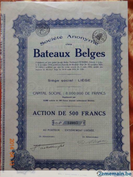 Ancien titre boursier RARE Société Province de Liège, Enlèvement
