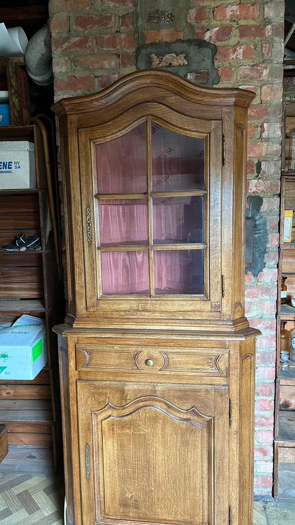 Eiken hoekvitrine, Antiek en Kunst, Ophalen