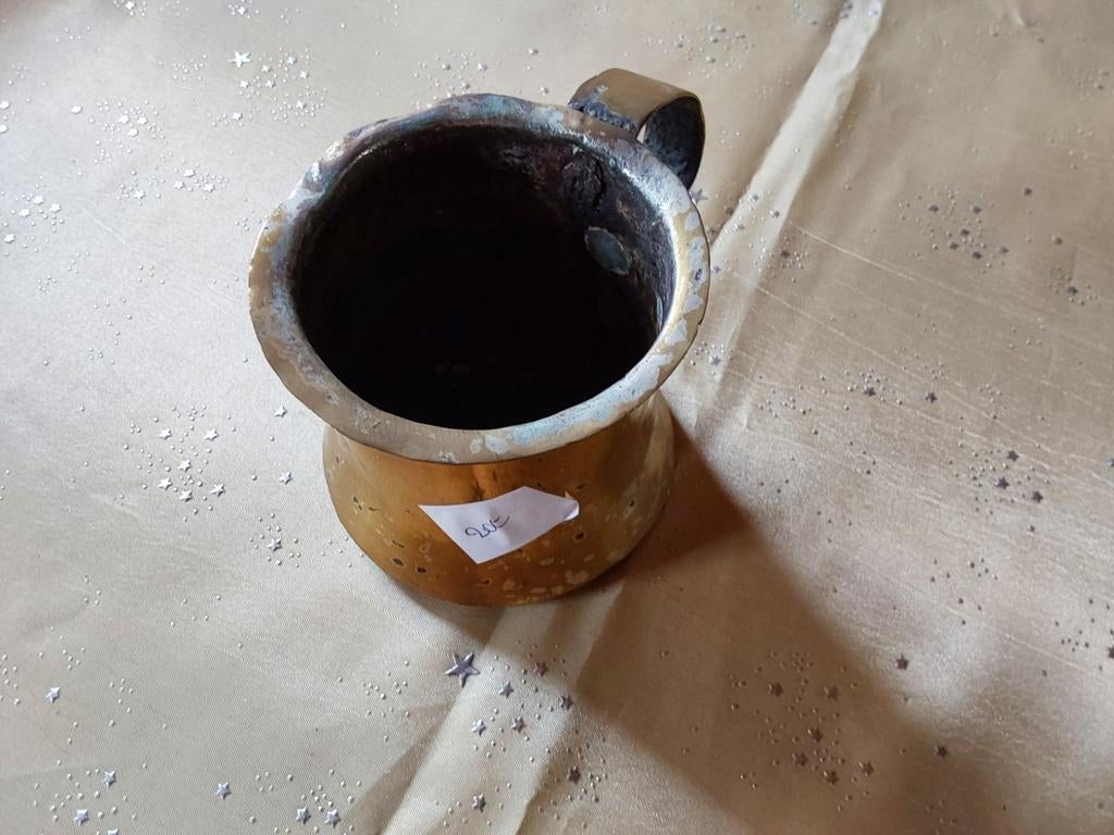 Oude gele koperen container, Ophalen of Verzenden, Koper