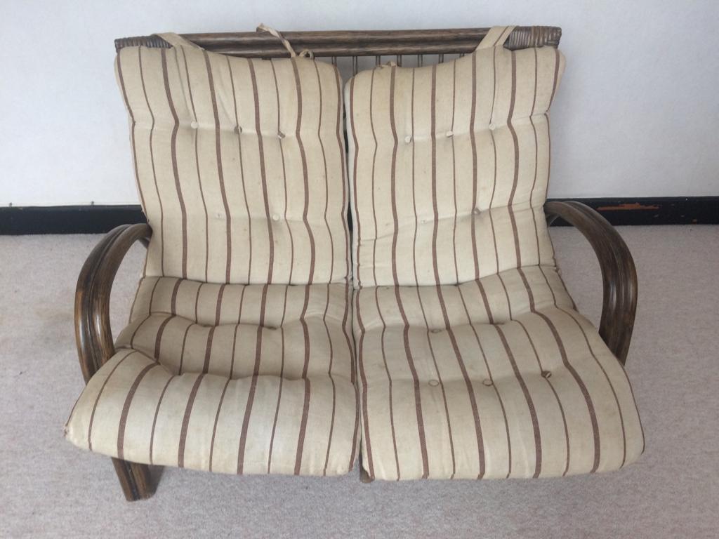 Rotan zetel 2-zit vintage, Ophalen, Gebruikt, Tweepersoons, Overige materialen