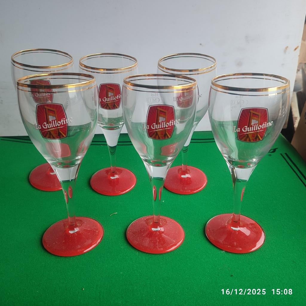 6 GALOPIN LA GUILLOTINE bierglazen., Ophalen, Zo goed als nieuw, Glas of Glazen, Overige merken