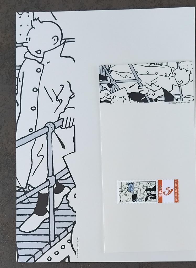 Set écriture Tintin / Kuifje : duostamp + papier + enveloppe, Enlèvement ou Envoi