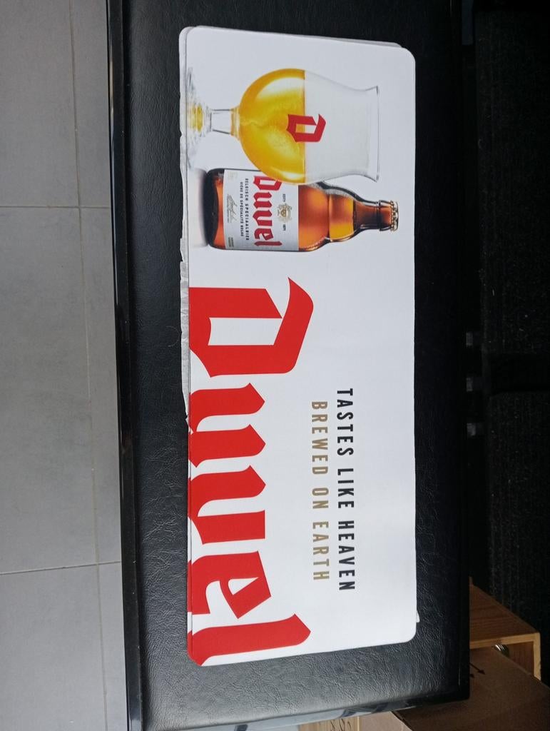 Toogmat Duvel tastes like heaven brewed on earth 1  besch, Verzamelen, Biermerken, Ophalen of Verzenden, Nieuw, Reclamebord, Plaat of Schild