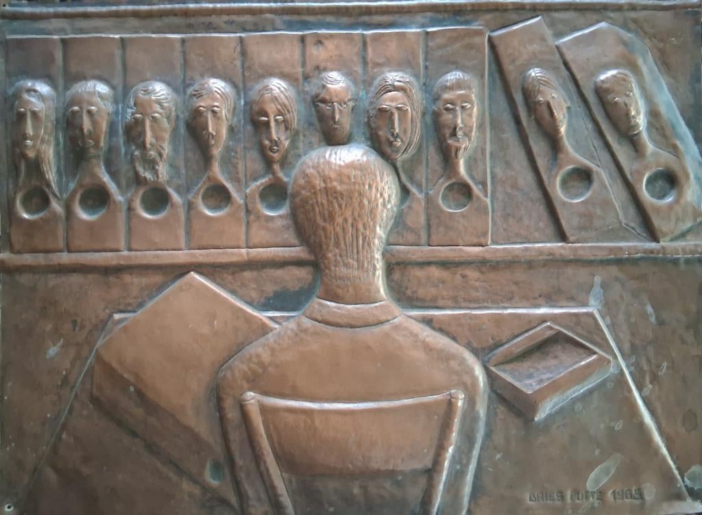 Messing kunstwerk door dries putte 1965, Antiek en Kunst, Ophalen of Verzenden