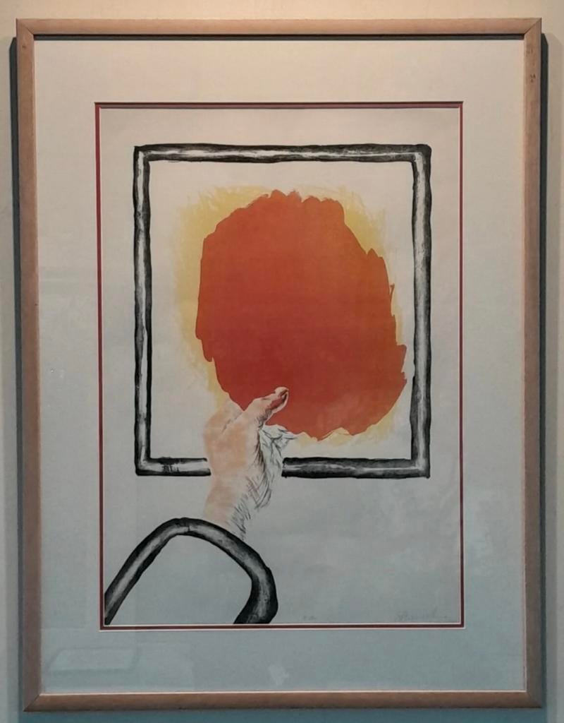 Gezocht - Litho “greep op rood” van Roger Raveel, Ophalen