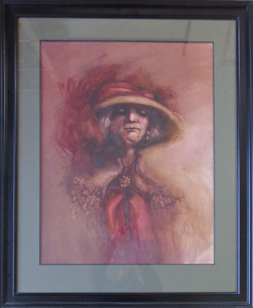 RAFAEL GORSEN / ELEGANTE DAME / OLIEVERF / 110x90cm / KADER, Antiek en Kunst, Ophalen