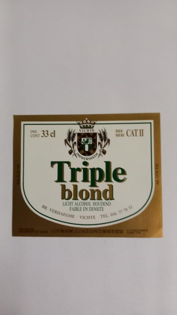 Triple Blond, etiket (126), Verzamelen, Ophalen of Verzenden, Zo goed als nieuw