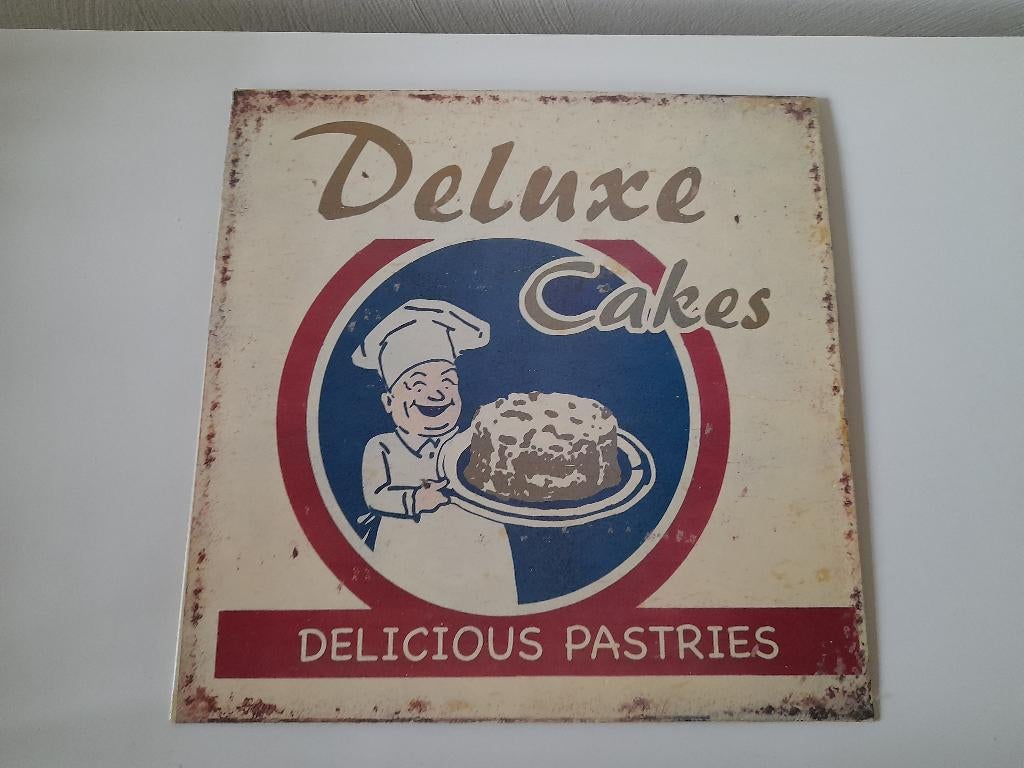 Vintage reclame plakkaat - Deluxe Cakes / Delicious Pastries, Ophalen of Verzenden