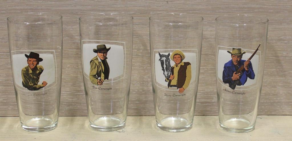 4 OUDE RETRO GLAZEN VAN  BONANZA, Verzamelen, Ophalen of Verzenden, Nieuw