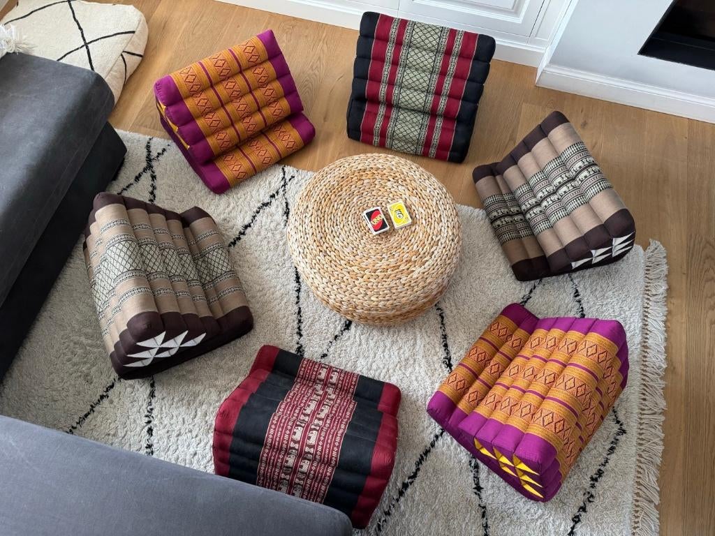 Thaise kussens - set van 6, in zeer goede staat, Huis en Inrichting, Ophalen, Thailandais traditionnel, Minder dan 75 cm, Zo goed als nieuw