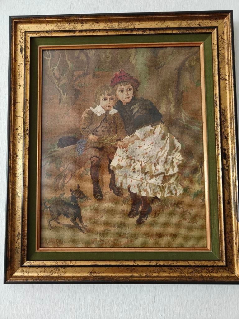 tapisserie brodée dans un cadre magnifique, Antiquités & Art, Enlèvement